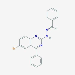 molecular formula C21H15BrN4 B415778 N-(benzylideneamino)-6-bromo-4-phenylquinazolin-2-amine CAS No. 5809-21-2