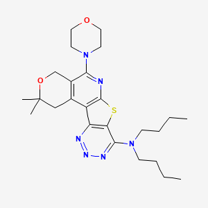 molecular formula C25H36N6O2S B4158221 N,N-dibutyl-4,4-dimethyl-8-morpholin-4-yl-5-oxa-11-thia-9,14,15,16-tetrazatetracyclo[8.7.0.02,7.012,17]heptadeca-1(10),2(7),8,12(17),13,15-hexaen-13-amine 