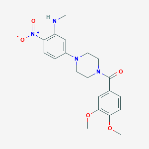 molecular formula C20H24N4O5 B4158301 5-[4-(3,4-dimethoxybenzoyl)-1-piperazinyl]-N-methyl-2-nitroaniline 