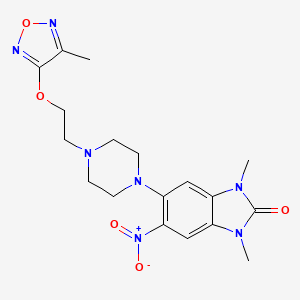 molecular formula C18H23N7O5 B4158311 1,3-DIMETHYL-5-(4-{2-[(4-METHYL-1,2,5-OXADIAZOL-3-YL)OXY]ETHYL}PIPERAZIN-1-YL)-6-NITRO-2,3-DIHYDRO-1H-1,3-BENZODIAZOL-2-ONE 