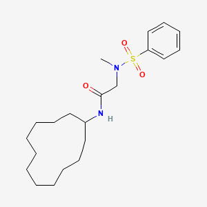 molecular formula C21H34N2O3S B4158450 N~1~-cyclododecyl-N~2~-methyl-N~2~-(phenylsulfonyl)glycinamide 