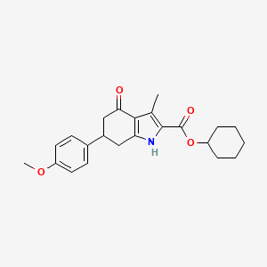 molecular formula C23H27NO4 B4158648 cyclohexyl 6-(4-methoxyphenyl)-3-methyl-4-oxo-4,5,6,7-tetrahydro-1H-indole-2-carboxylate 