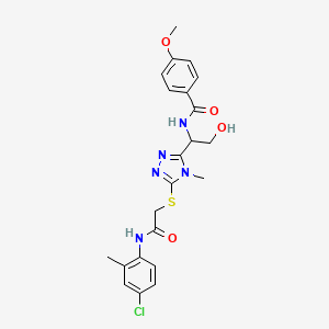 molecular formula C22H24ClN5O4S B4158770 N-{1-[5-({2-[(4-chloro-2-methylphenyl)amino]-2-oxoethyl}sulfanyl)-4-methyl-4H-1,2,4-triazol-3-yl]-2-hydroxyethyl}-4-methoxybenzamide 