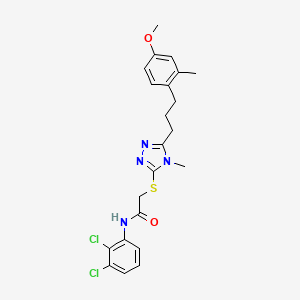 molecular formula C22H24Cl2N4O2S B4158842 N-(2,3-dichlorophenyl)-2-({5-[3-(4-methoxy-2-methylphenyl)propyl]-4-methyl-4H-1,2,4-triazol-3-yl}sulfanyl)acetamide 