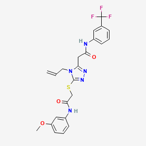 molecular formula C23H22F3N5O3S B4158891 2-[5-[2-(3-methoxyanilino)-2-oxoethyl]sulfanyl-4-prop-2-enyl-1,2,4-triazol-3-yl]-N-[3-(trifluoromethyl)phenyl]acetamide 