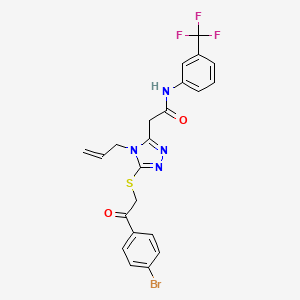 molecular formula C22H18BrF3N4O2S B4159016 2-[5-{[2-(4-bromophenyl)-2-oxoethyl]sulfanyl}-4-(prop-2-en-1-yl)-4H-1,2,4-triazol-3-yl]-N-[3-(trifluoromethyl)phenyl]acetamide 