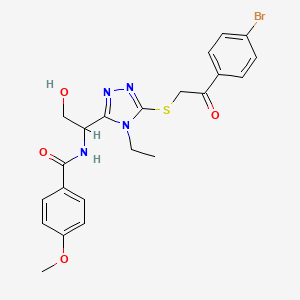 molecular formula C22H23BrN4O4S B4159019 N-[1-(5-{[2-(4-bromophenyl)-2-oxoethyl]sulfanyl}-4-ethyl-4H-1,2,4-triazol-3-yl)-2-hydroxyethyl]-4-methoxybenzamide 