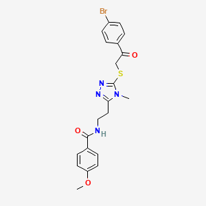 molecular formula C21H21BrN4O3S B4159032 N-[2-(5-{[2-(4-bromophenyl)-2-oxoethyl]sulfanyl}-4-methyl-4H-1,2,4-triazol-3-yl)ethyl]-4-methoxybenzamide 