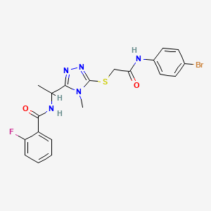 molecular formula C20H19BrFN5O2S B4159037 N-{1-[5-({2-[(4-bromophenyl)amino]-2-oxoethyl}sulfanyl)-4-methyl-4H-1,2,4-triazol-3-yl]ethyl}-2-fluorobenzamide 