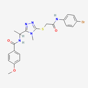 molecular formula C21H22BrN5O3S B4159040 N-{1-[5-({2-[(4-bromophenyl)amino]-2-oxoethyl}sulfanyl)-4-methyl-4H-1,2,4-triazol-3-yl]ethyl}-4-methoxybenzamide 