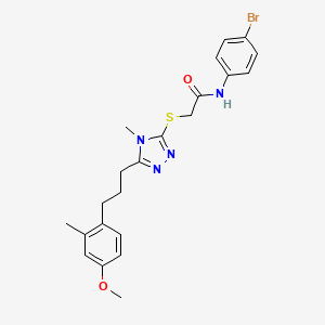 molecular formula C22H25BrN4O2S B4159052 N-(4-bromophenyl)-2-({5-[3-(4-methoxy-2-methylphenyl)propyl]-4-methyl-4H-1,2,4-triazol-3-yl}sulfanyl)acetamide 