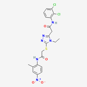 molecular formula C21H20Cl2N6O4S B4159069 2-[(5-{2-[(2,3-dichlorophenyl)amino]-2-oxoethyl}-4-ethyl-4H-1,2,4-triazol-3-yl)sulfanyl]-N-(2-methyl-4-nitrophenyl)acetamide 