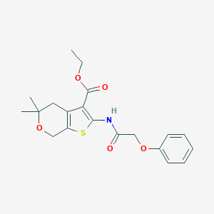 molecular formula C20H23NO5S B415913 ETHYL 5,5-DIMETHYL-2-(2-PHENOXYACETAMIDO)-4H,5H,7H-THIENO[2,3-C]PYRAN-3-CARBOXYLATE 