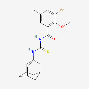 molecular formula C20H25BrN2O2S B4159314 N-[(1-adamantylamino)carbonothioyl]-3-bromo-2-methoxy-5-methylbenzamide 