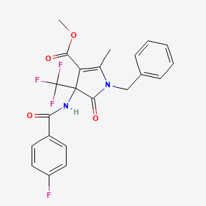 molecular formula C22H18F4N2O4 B4159337 METHYL 1-BENZYL-4-(4-FLUOROBENZAMIDO)-2-METHYL-5-OXO-4-(TRIFLUOROMETHYL)-4,5-DIHYDRO-1H-PYRROLE-3-CARBOXYLATE 