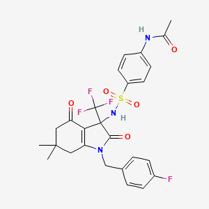 molecular formula C26H25F4N3O5S B4159362 N-[4-({1-[(4-FLUOROPHENYL)METHYL]-6,6-DIMETHYL-2,4-DIOXO-3-(TRIFLUOROMETHYL)-2,3,4,5,6,7-HEXAHYDRO-1H-INDOL-3-YL}SULFAMOYL)PHENYL]ACETAMIDE 