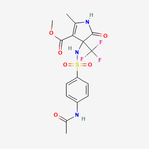 molecular formula C16H16F3N3O6S B4159369 methyl 4-({[4-(acetylamino)phenyl]sulfonyl}amino)-2-methyl-5-oxo-4-(trifluoromethyl)-4,5-dihydro-1H-pyrrole-3-carboxylate 