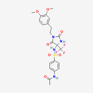 molecular formula C22H23F3N4O7S B4159378 N-[4-({1-[2-(3,4-dimethoxyphenyl)ethyl]-2,5-dioxo-4-(trifluoromethyl)imidazolidin-4-yl}sulfamoyl)phenyl]acetamide 