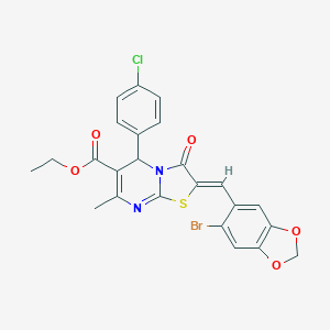 ethyl 2-[(6-bromo-1,3-benzodioxol-5-yl)methylene]-5-(4-chlorophenyl)-7-methyl-3-oxo-2,3-dihydro-5H-[1,3]thiazolo[3,2-a]pyrimidine-6-carboxylate