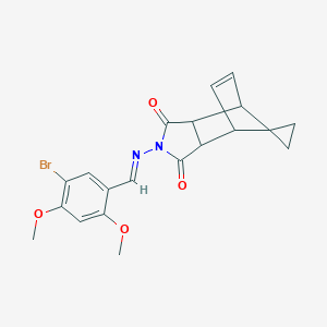 2-{[(1E)-(5-bromo-2,4-dimethoxyphenyl)methylene]amino}-3a,4,7,7a-tetrahydro-1H-spiro[2-aza-4,7-methanoisoindole-8,1'-cyclopropane]-1,3(2H)-dione