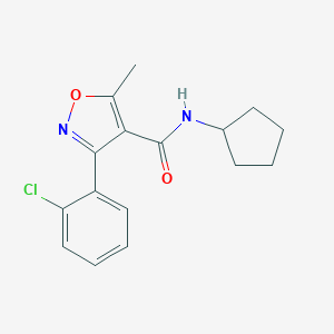 molecular formula C16H17ClN2O2 B416018 3-(2-chlorophenyl)-N-cyclopentyl-5-methyl-1,2-oxazole-4-carboxamide CAS No. 326902-72-1