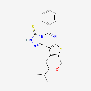 molecular formula C19H18N4OS2 B4160208 7-phenyl-14-propan-2-yl-13-oxa-10-thia-3,4,6,8-tetrazatetracyclo[7.7.0.02,6.011,16]hexadeca-1(9),2,7,11(16)-tetraene-5-thione 