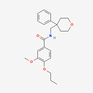 molecular formula C23H29NO4 B4160271 3-methoxy-N-[(4-phenyloxan-4-yl)methyl]-4-propoxybenzamide 