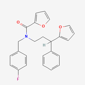molecular formula C25H22FNO3 B4160280 N-[(4-fluorophenyl)methyl]-N-[3-(furan-2-yl)-3-phenylpropyl]furan-2-carboxamide 