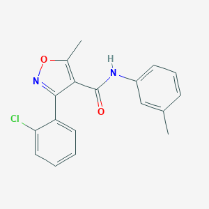 molecular formula C18H15ClN2O2 B416030 3-(2-chlorophenyl)-5-methyl-N-(3-methylphenyl)-4-isoxazolecarboxamide CAS No. 301680-73-9