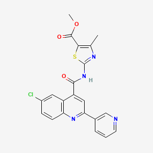 molecular formula C21H15ClN4O3S B4160417 METHYL 2-[6-CHLORO-2-(PYRIDIN-3-YL)QUINOLINE-4-AMIDO]-4-METHYL-1,3-THIAZOLE-5-CARBOXYLATE 