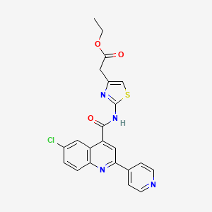 molecular formula C22H17ClN4O3S B4160449 ethyl [2-({[6-chloro-2-(4-pyridinyl)-4-quinolinyl]carbonyl}amino)-1,3-thiazol-4-yl]acetate 