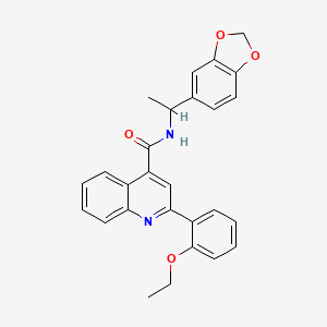 molecular formula C27H24N2O4 B4160480 N-[1-(2H-13-BENZODIOXOL-5-YL)ETHYL]-2-(2-ETHOXYPHENYL)QUINOLINE-4-CARBOXAMIDE 