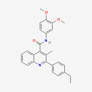 molecular formula C27H26N2O3 B4160509 N-(3,4-dimethoxyphenyl)-2-(4-ethylphenyl)-3-methyl-4-quinolinecarboxamide 