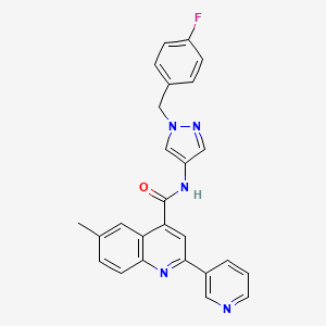 molecular formula C26H20FN5O B4160670 N-{1-[(4-FLUOROPHENYL)METHYL]-1H-PYRAZOL-4-YL}-6-METHYL-2-(PYRIDIN-3-YL)QUINOLINE-4-CARBOXAMIDE 