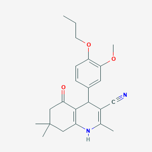 molecular formula C23H28N2O3 B416071 4-(3-methoxy-4-propoxyphenyl)-2,7,7-trimethyl-5-oxo-1,4,5,6,7,8-hexahydroquinoline-3-carbonitrile 