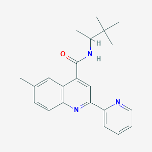molecular formula C22H25N3O B4160768 N-(3,3-DIMETHYL-2-BUTANYL)-6-METHYL-2-(2-PYRIDINYL)-4-QUINOLINECARBOXAMIDE 