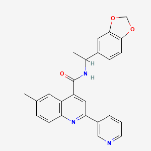 molecular formula C25H21N3O3 B4160775 N-[1-(1,3-benzodioxol-5-yl)ethyl]-6-methyl-2-(pyridin-3-yl)quinoline-4-carboxamide 