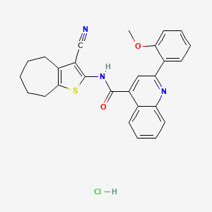 molecular formula C27H24ClN3O2S B4160833 N-(3-cyano-5,6,7,8-tetrahydro-4H-cyclohepta[b]thiophen-2-yl)-2-(2-methoxyphenyl)quinoline-4-carboxamide;hydrochloride 