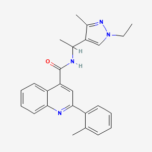 molecular formula C25H26N4O B4160870 N-[1-(1-ethyl-3-methyl-1H-pyrazol-4-yl)ethyl]-2-(2-methylphenyl)quinoline-4-carboxamide 