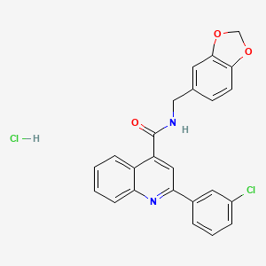 molecular formula C24H18Cl2N2O3 B4160956 N-(1,3-benzodioxol-5-ylmethyl)-2-(3-chlorophenyl)quinoline-4-carboxamide;hydrochloride 