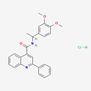 molecular formula C26H25ClN2O3 B4160963 N-[1-(3,4-dimethoxyphenyl)ethyl]-2-phenylquinoline-4-carboxamide;hydrochloride 