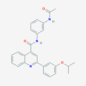 molecular formula C27H25N3O3 B4161011 N-(3-acetamidophenyl)-2-(3-propan-2-yloxyphenyl)quinoline-4-carboxamide 
