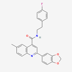 molecular formula C26H21FN2O3 B4161012 2-(1,3-benzodioxol-5-yl)-N-[2-(4-fluorophenyl)ethyl]-6-methyl-4-quinolinecarboxamide 