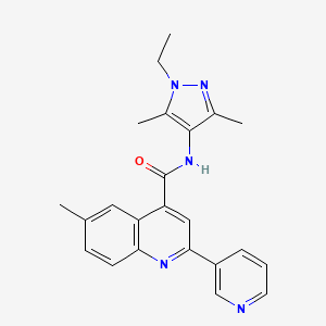 molecular formula C23H23N5O B4161041 N-(1-ethyl-3,5-dimethyl-1H-pyrazol-4-yl)-6-methyl-2-(pyridin-3-yl)quinoline-4-carboxamide 