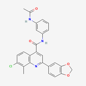 molecular formula C26H20ClN3O4 B4161131 N-[3-(acetylamino)phenyl]-2-(1,3-benzodioxol-5-yl)-7-chloro-8-methyl-4-quinolinecarboxamide 