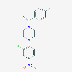 molecular formula C18H18ClN3O3 B416115 1-(2-CHLORO-4-NITROPHENYL)-4-(4-METHYLBENZOYL)PIPERAZINE 