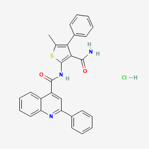 molecular formula C28H22ClN3O2S B4161306 N-(3-carbamoyl-5-methyl-4-phenylthiophen-2-yl)-2-phenylquinoline-4-carboxamide;hydrochloride 