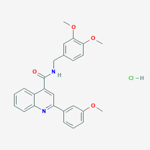 molecular formula C26H25ClN2O4 B4161348 N-[(3,4-dimethoxyphenyl)methyl]-2-(3-methoxyphenyl)quinoline-4-carboxamide;hydrochloride 