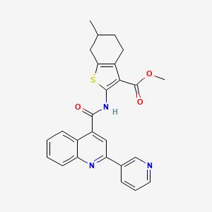 molecular formula C26H23N3O3S B4161459 Methyl 6-methyl-2-({[2-(pyridin-3-yl)quinolin-4-yl]carbonyl}amino)-4,5,6,7-tetrahydro-1-benzothiophene-3-carboxylate 