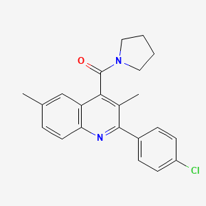 molecular formula C22H21ClN2O B4161679 2-(4-CHLOROPHENYL)-3,6-DIMETHYL-4-(PYRROLIDINE-1-CARBONYL)QUINOLINE 